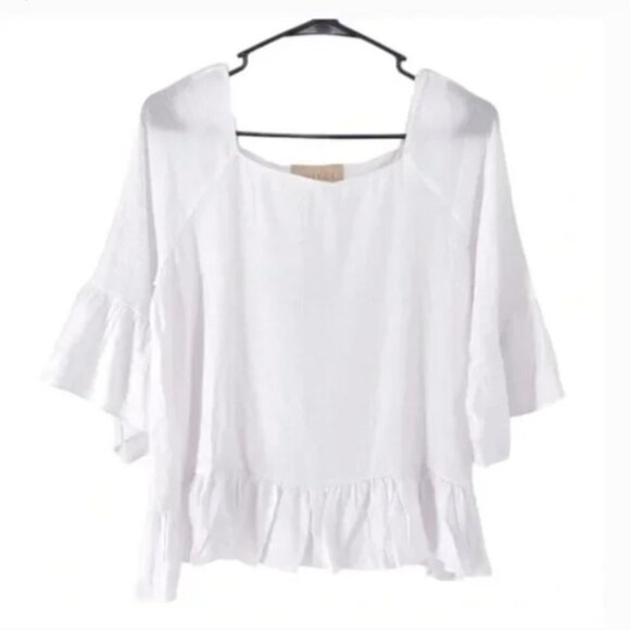 Moon River Women's Ruffle Square Neck Top White - M - Picture 2 of 6